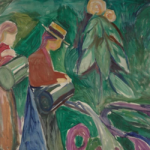 edvard munch, girls watering flowers (the freia frieze iv), 1922