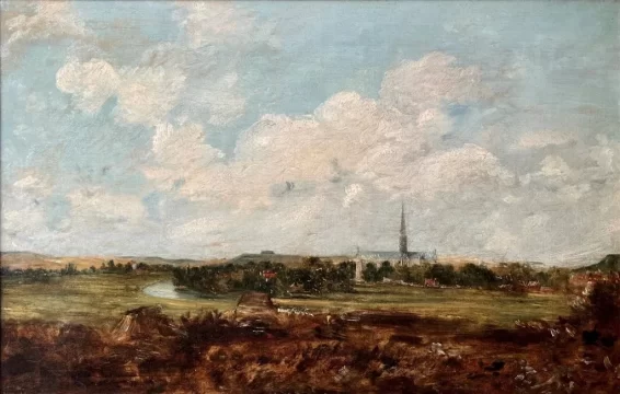 john constable, view of salisbury from harnham ridge, anii 1820