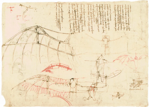 leonardo da vinci, studii pentru mașina zburatoare, 1490 1495, codex atlanticus