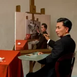 yasumasa morimura, self portraits through art history (magritte, triple personality), 2016