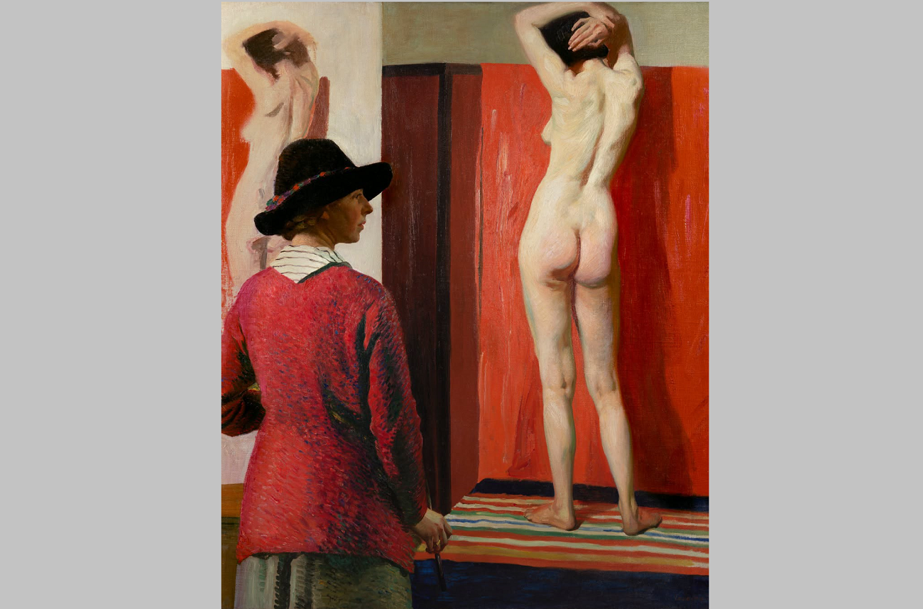 laura knight with model, ella louise naper ('self portrait'), laura knight, 1913
