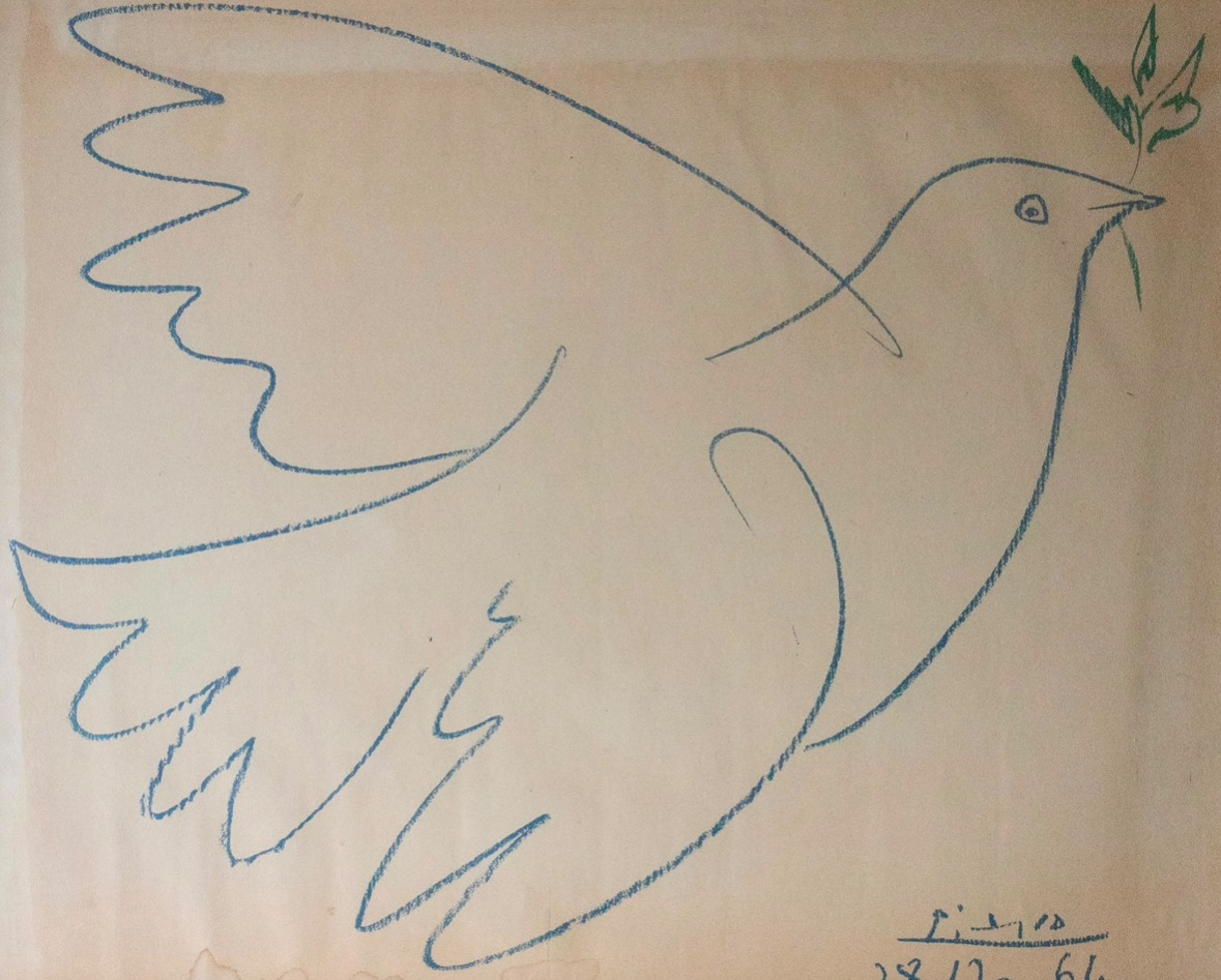 pablo picasso, porumbelul albastru, litografie, 1961, muzeul national de istorie a transilvaniei