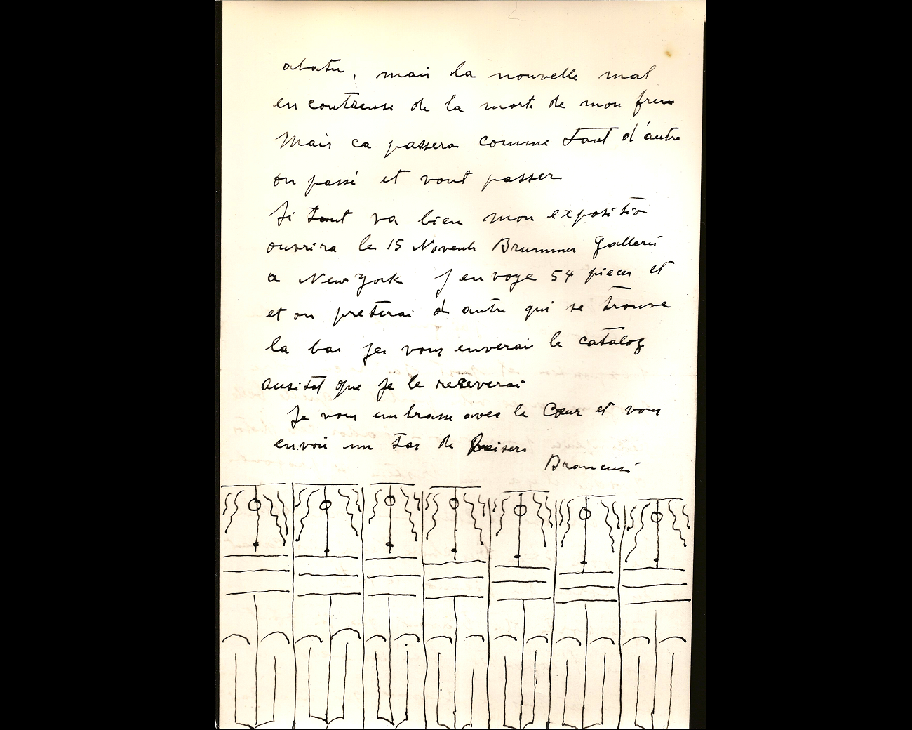 scrisoare catre vera moore de la constantin brancusi, colectie privata