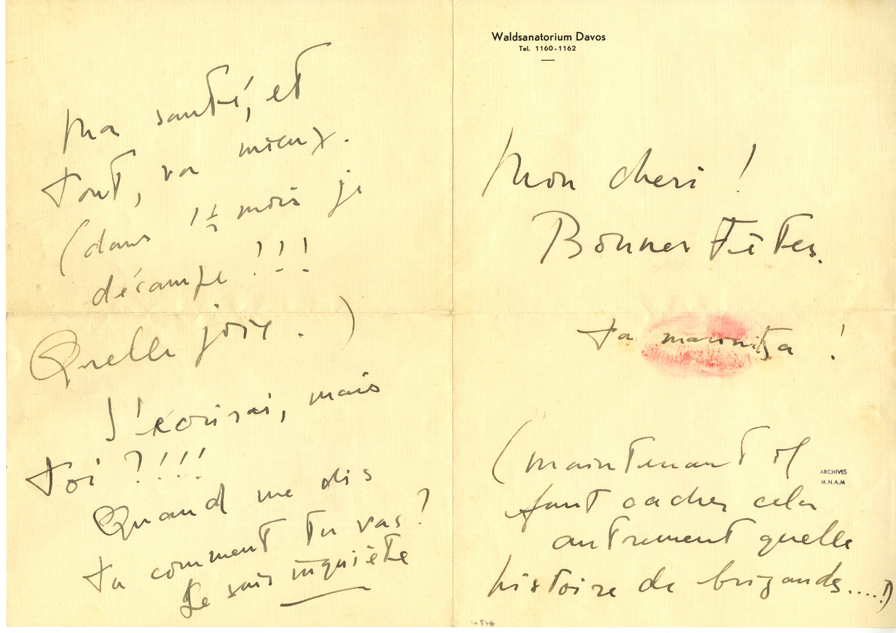 scrisoare de la marina saliapin catre constanti brancusi, 1934, fondul brancusi paris
