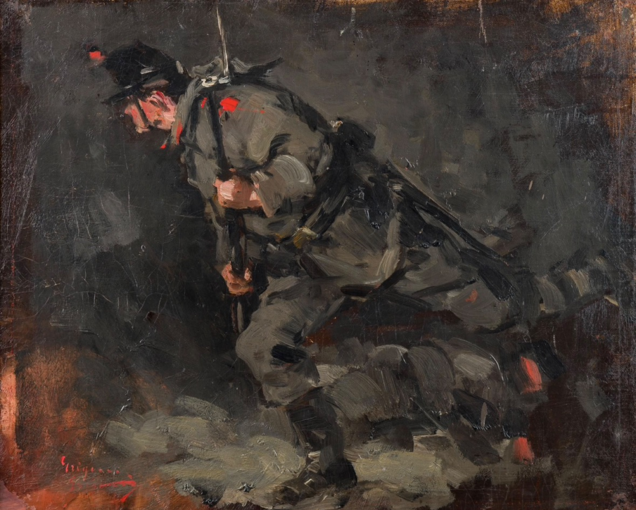 studiu pentru atacul de la smardan, nicolae grigorescu, ulei pe panza, muzeul national brukenthal