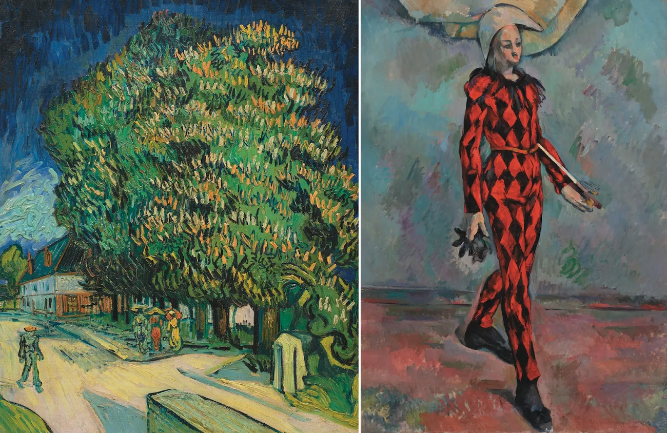 vincent van gogh, châtaigniers en fleurs (1890), arlequin, paul cezanne