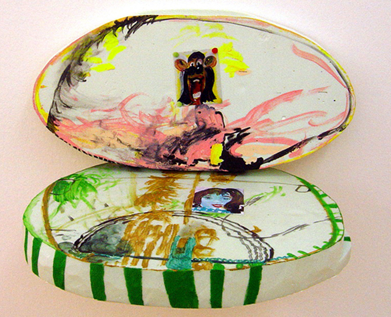 2004 dos tondos, tehnică mixtă, obiect de elena blasco
